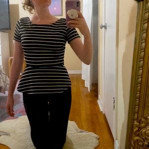 Banana Republic black and white striped peplum top size 2